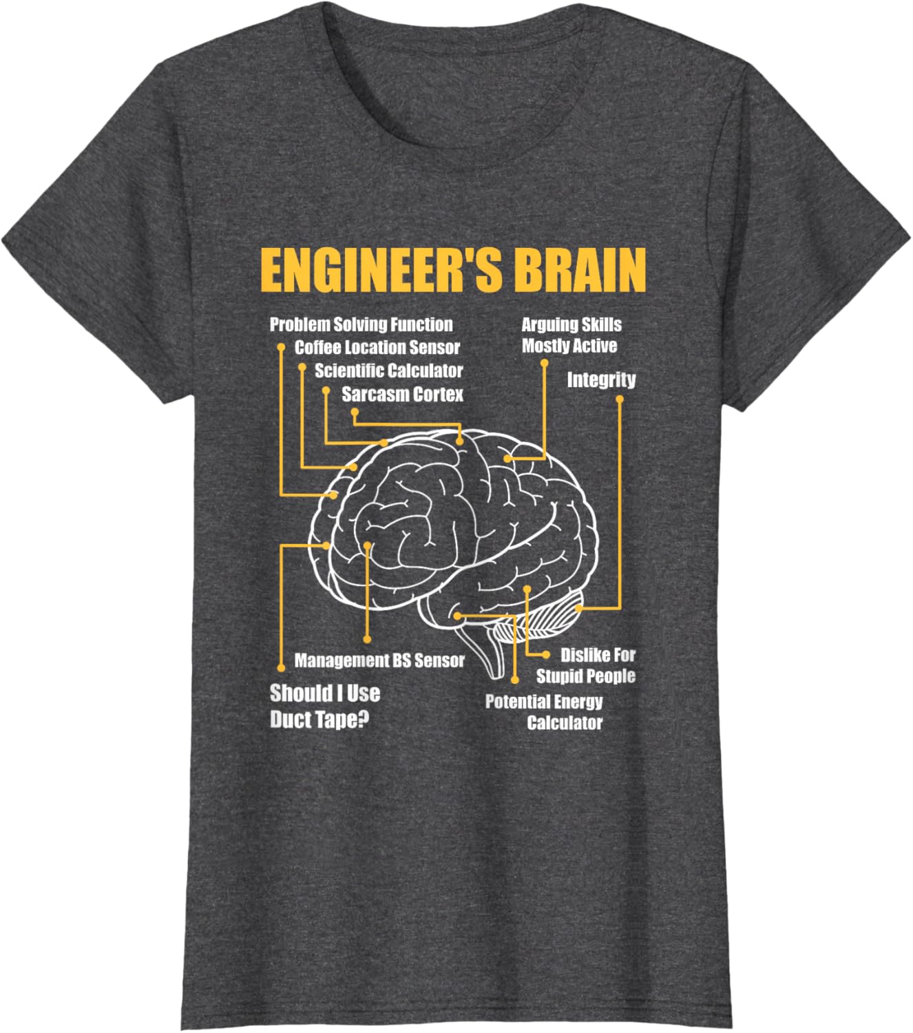 Engineer's Brain - Funny Sarcastic Engineering Gift Short Sleeve T-Shirt