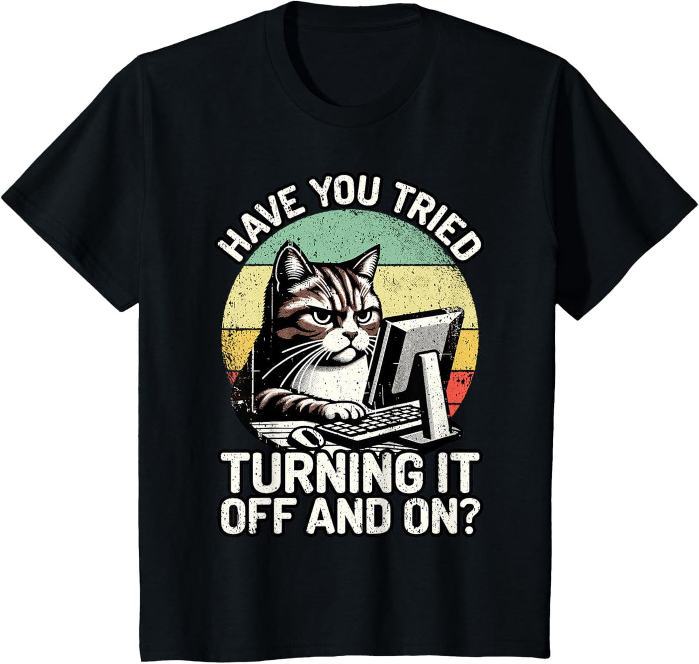 Tech Support Humor I Cat Tech Engineer I Computer IT Guy T-Shirt