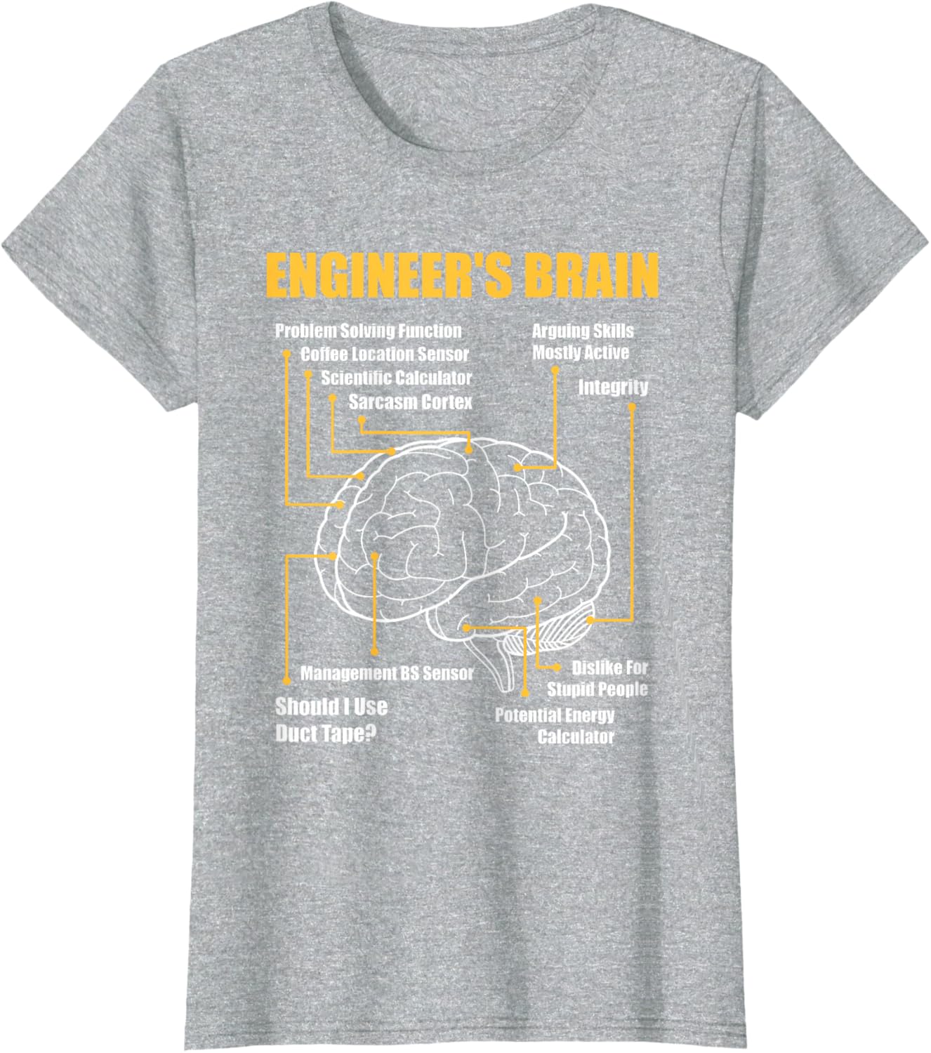 Engineer's Brain - Funny Sarcastic Engineering Gift Short Sleeve T-Shirt