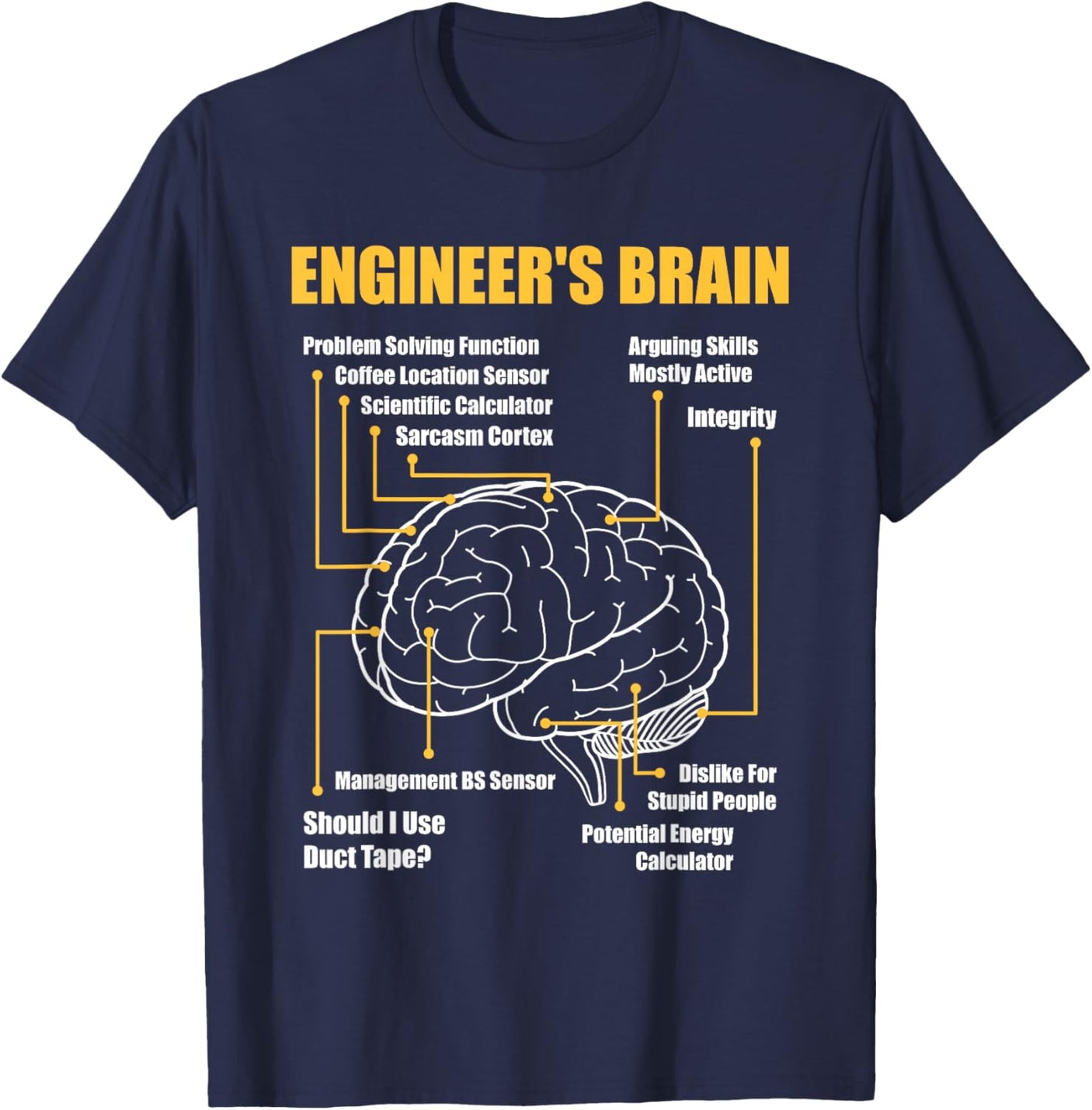 Engineer's Brain - Funny Sarcastic Engineering Gift Short Sleeve T-Shirt