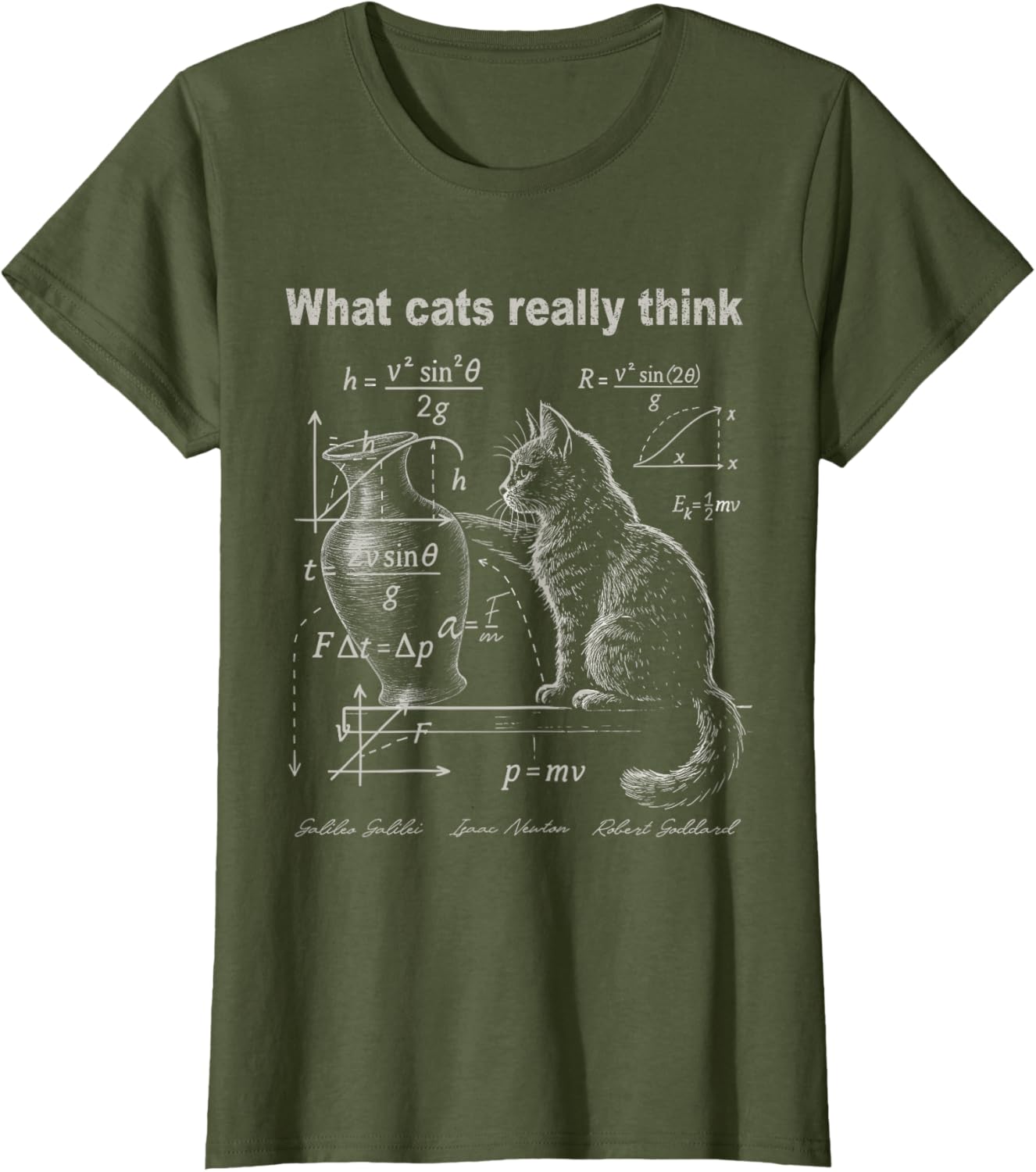 Funny Cat Physics Humor Design What Cats Really Think T-Shirt