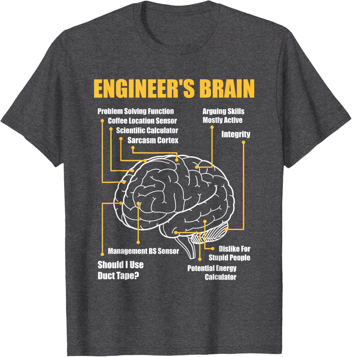 Engineer's Brain - Funny Sarcastic Engineering Gift Short Sleeve T-Shirt