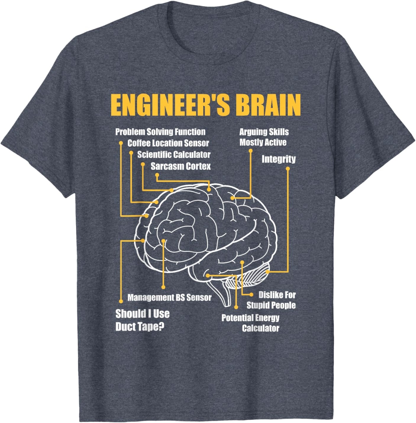 Engineer's Brain - Funny Sarcastic Engineering Gift Short Sleeve T-Shirt