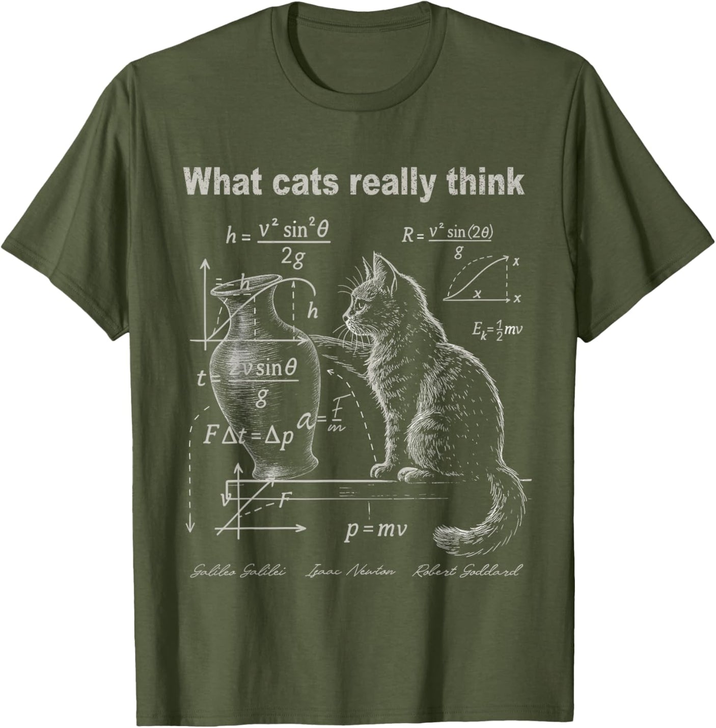 Funny Cat Physics Humor Design What Cats Really Think T-Shirt