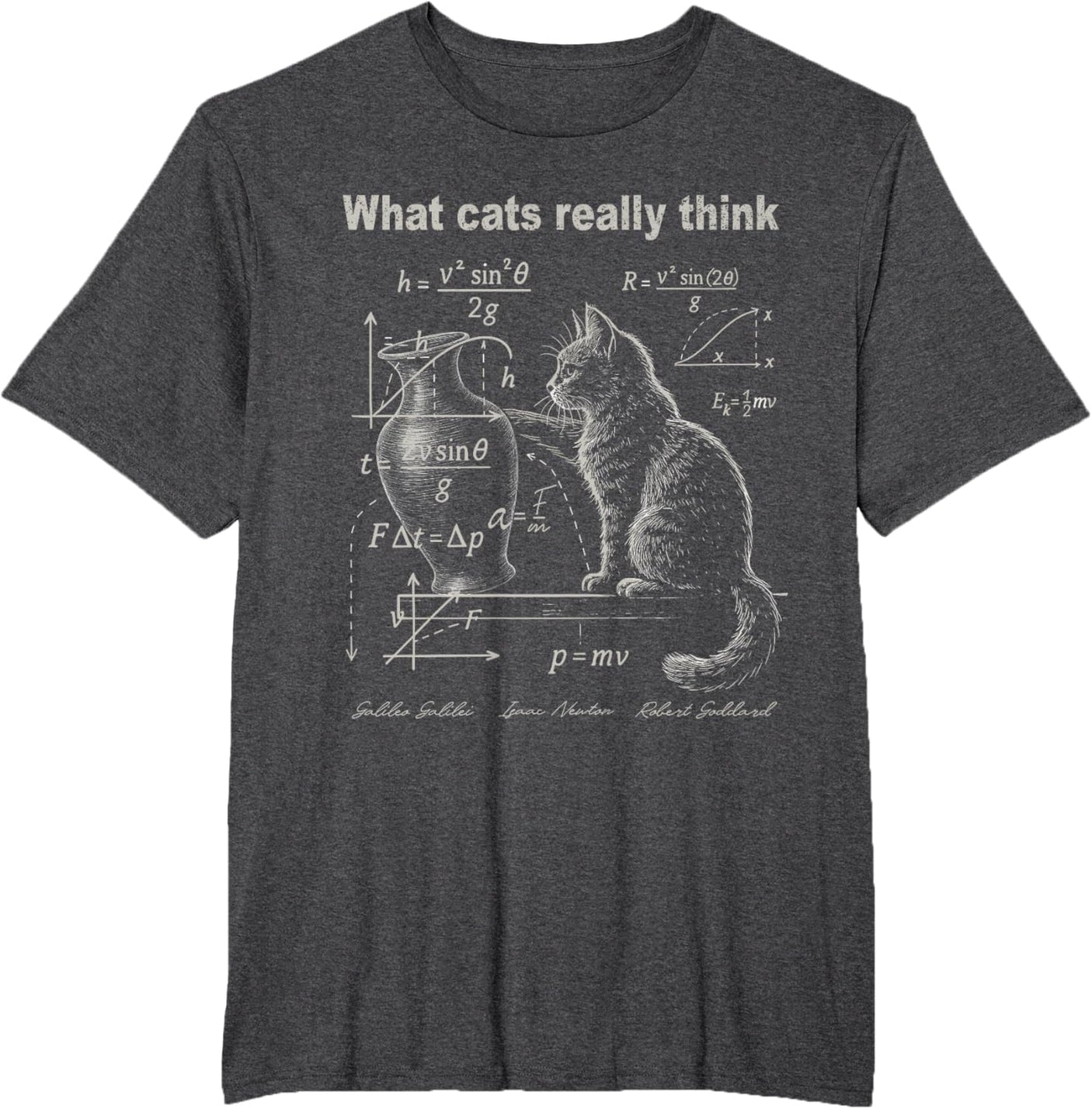 Funny Cat Physics Humor Design What Cats Really Think T-Shirt