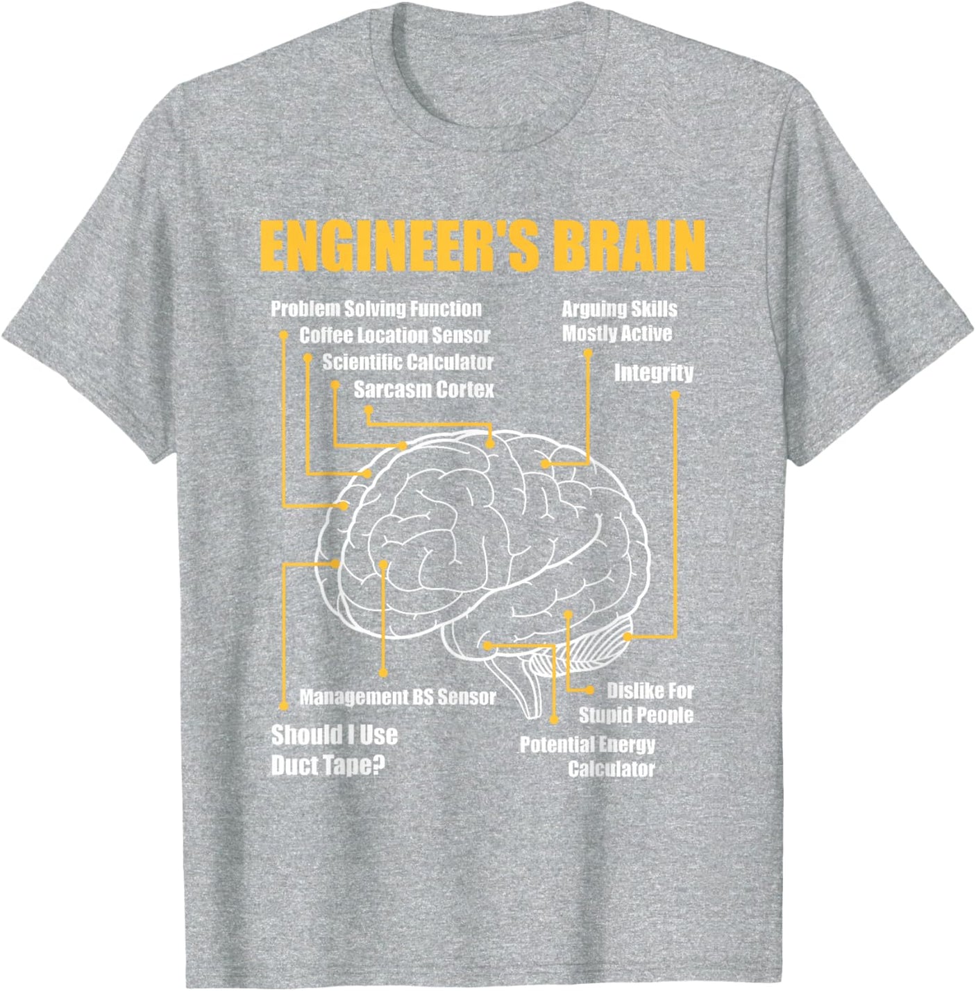 Engineer's Brain - Funny Sarcastic Engineering Gift Short Sleeve T-Shirt