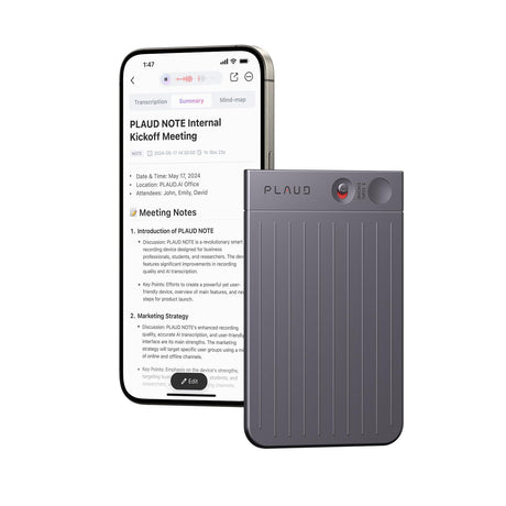 AI Voice Recorder, PLAUD Note Voice Recorder w/Case, App Control, Transcribe & Summarize with AI Technology, Support 112 Languages, 64GB Memory, Audio Recorder for Lectures, Meetings, Calls, Black - Build Your Ideas