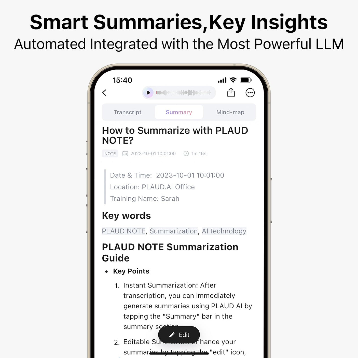 AI Voice Recorder, PLAUD Note Voice Recorder w/Case, App Control, Transcribe & Summarize with AI Technology, Support 112 Languages, 64GB Memory, Audio Recorder for Lectures, Meetings, Calls, Black - Build Your Ideas