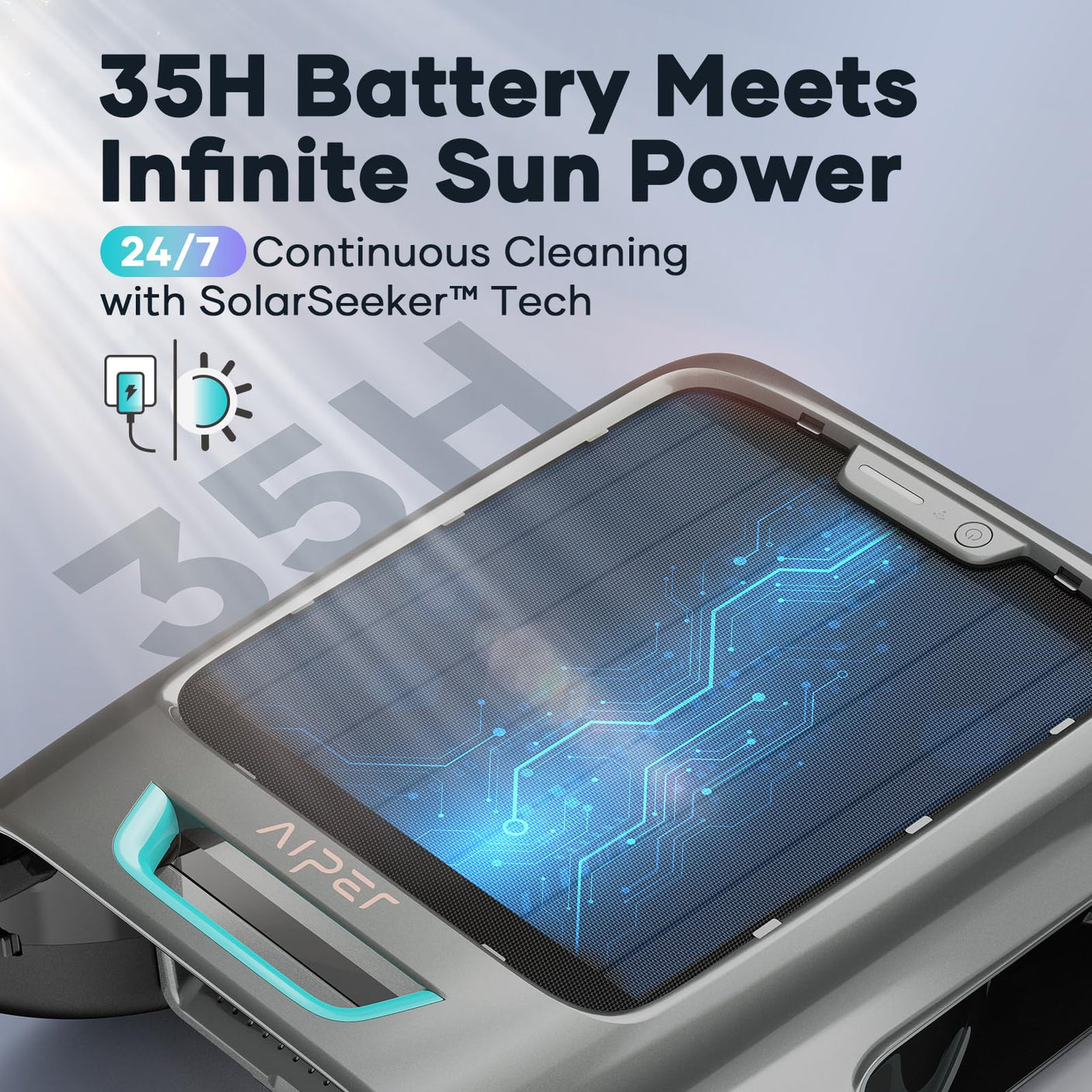 AIPER Surfer S2 Robotic Solar Pool Skimmer with APP Support, 24/7 Cleaning, Dual Charging Modes, Smart Obstacle Avoidance, Ideal for Most Swimming Pool Types - Build Your Ideas