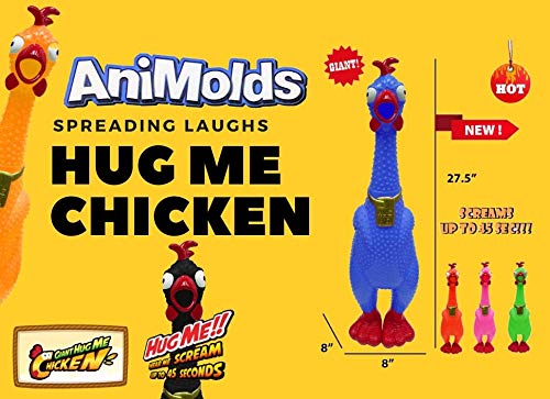 Animolds Hug Me Giant Rubber Chicken - Huge Stress Relief Screaming Chicken Toy | Screams Up to 45 Seconds - Novelty Gag and Prank Toys | Funny Toys Gifts for Christmas Stocking Stuffers for Kids Adult - Build Your Ideas