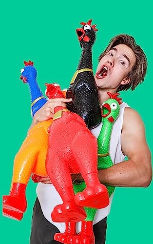 Animolds Hug Me Giant Rubber Chicken - Huge Stress Relief Screaming Chicken Toy | Screams Up to 45 Seconds - Novelty Gag and Prank Toys | Funny Toys Gifts for Christmas Stocking Stuffers for Kids Adult - Build Your Ideas