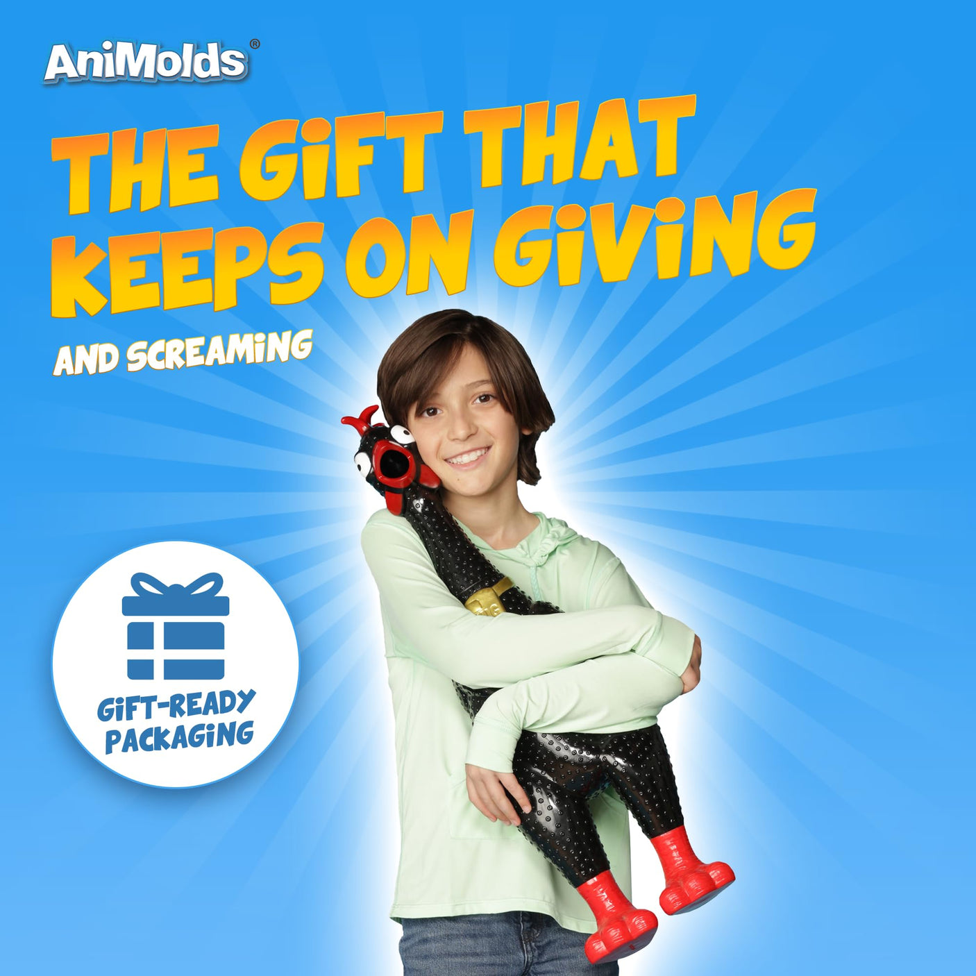 Animolds Hug Me Giant Rubber Chicken - Huge Stress Relief Screaming Chicken Toy | Screams Up to 45 Seconds - Novelty Gag and Prank Toys | Funny Toys Gifts for Christmas Stocking Stuffers for Kids Adult - Build Your Ideas