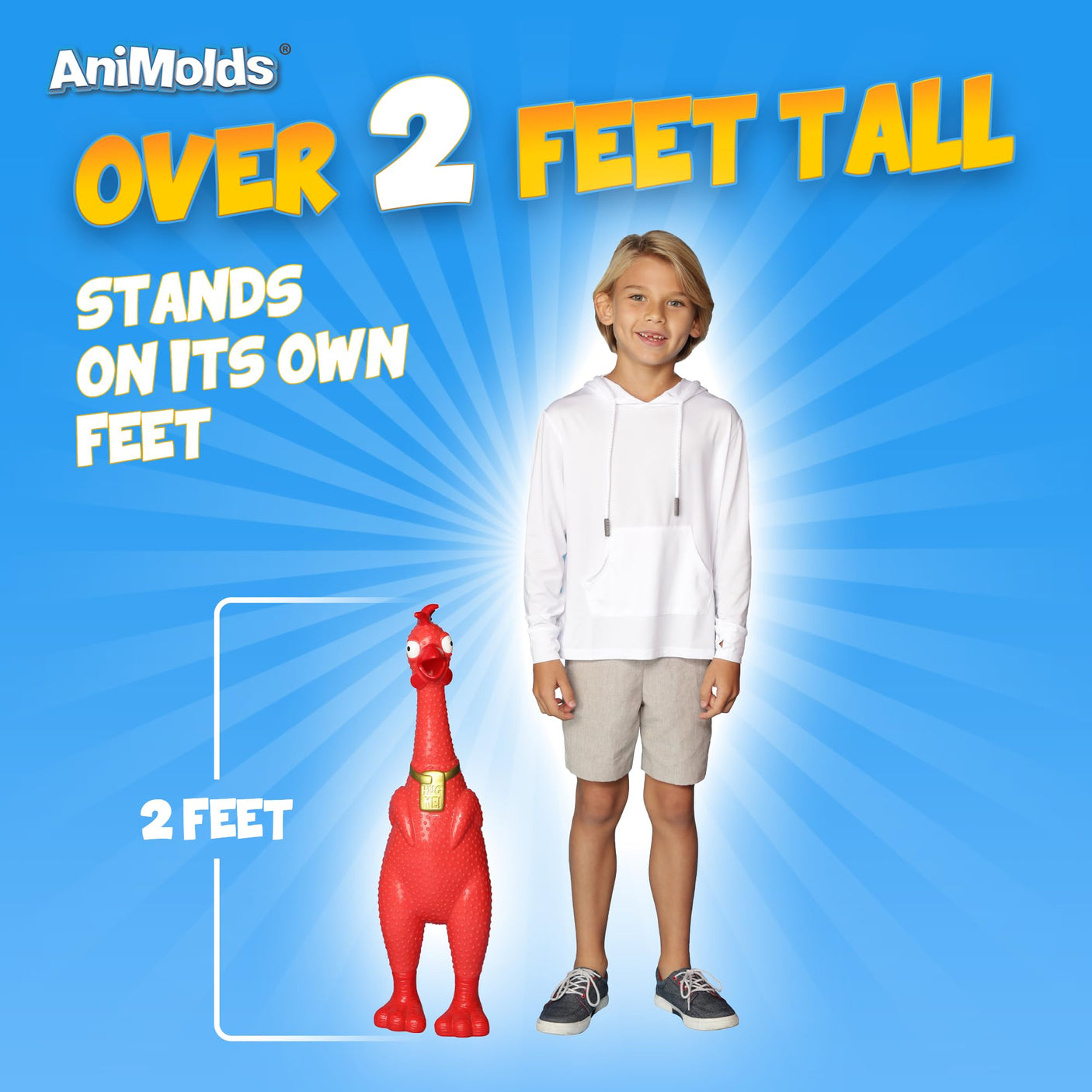 Animolds Hug Me Giant Rubber Chicken - Huge Stress Relief Screaming Chicken Toy | Screams Up to 45 Seconds - Novelty Gag and Prank Toys | Funny Toys Gifts for Christmas Stocking Stuffers for Kids Adult - Build Your Ideas