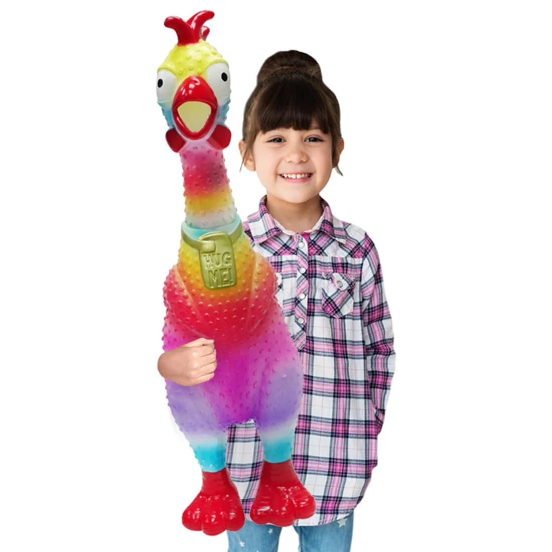 Animolds Hug Me Giant Rubber Chicken - Huge Stress Relief Screaming Chicken Toy | Screams Up to 45 Seconds - Novelty Gag and Prank Toys | Funny Toys Gifts for Christmas Stocking Stuffers for Kids Adult - Build Your Ideas