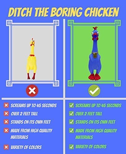 Animolds Hug Me Giant Rubber Chicken - Huge Stress Relief Screaming Chicken Toy | Screams Up to 45 Seconds - Novelty Gag and Prank Toys | Funny Toys Gifts for Christmas Stocking Stuffers for Kids Adult - Build Your Ideas
