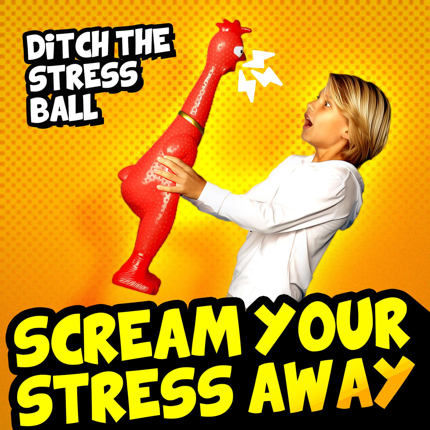 Animolds Hug Me Giant Rubber Chicken - Huge Stress Relief Screaming Chicken Toy | Screams Up to 45 Seconds - Novelty Gag and Prank Toys | Funny Toys Gifts for Christmas Stocking Stuffers for Kids Adult - Build Your Ideas