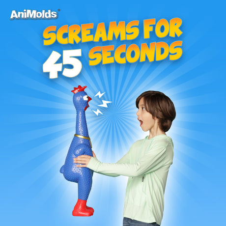 Animolds Hug Me Giant Rubber Chicken - Huge Stress Relief Screaming Chicken Toy | Screams Up to 45 Seconds - Novelty Gag and Prank Toys | Funny Toys Gifts for Christmas Stocking Stuffers for Kids Adult - Build Your Ideas