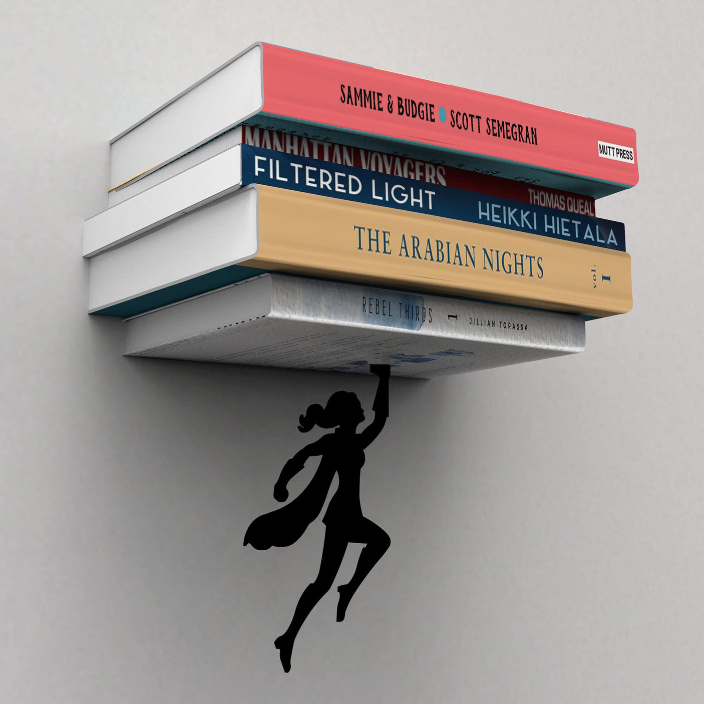 Artori Design Floating Bookshelf for Kids, Invisible Metal Book Shelf, Wall Decore Bookshelf for Book Lovers (Superhero) - Build Your Ideas