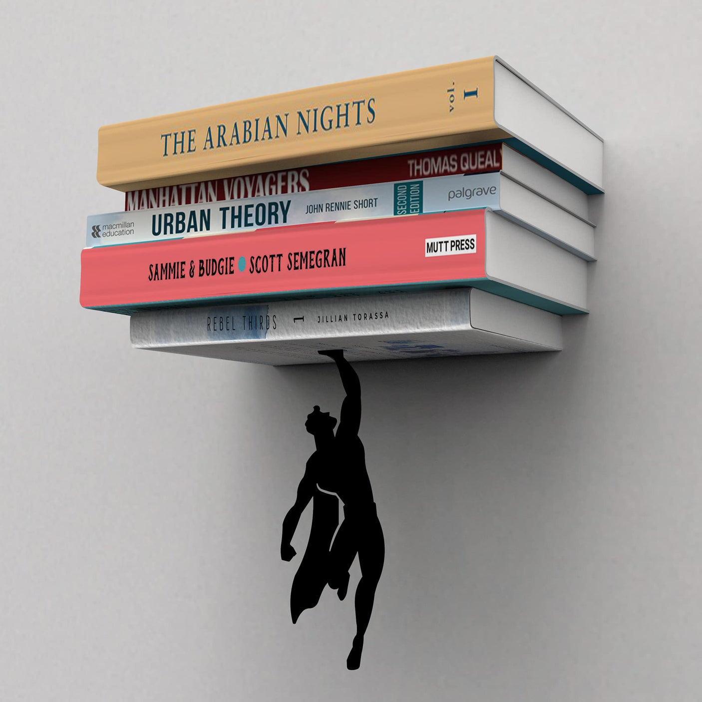 Artori Design Floating Bookshelf for Kids, Invisible Metal Book Shelf, Wall Decore Bookshelf for Book Lovers (Superhero) - Build Your Ideas