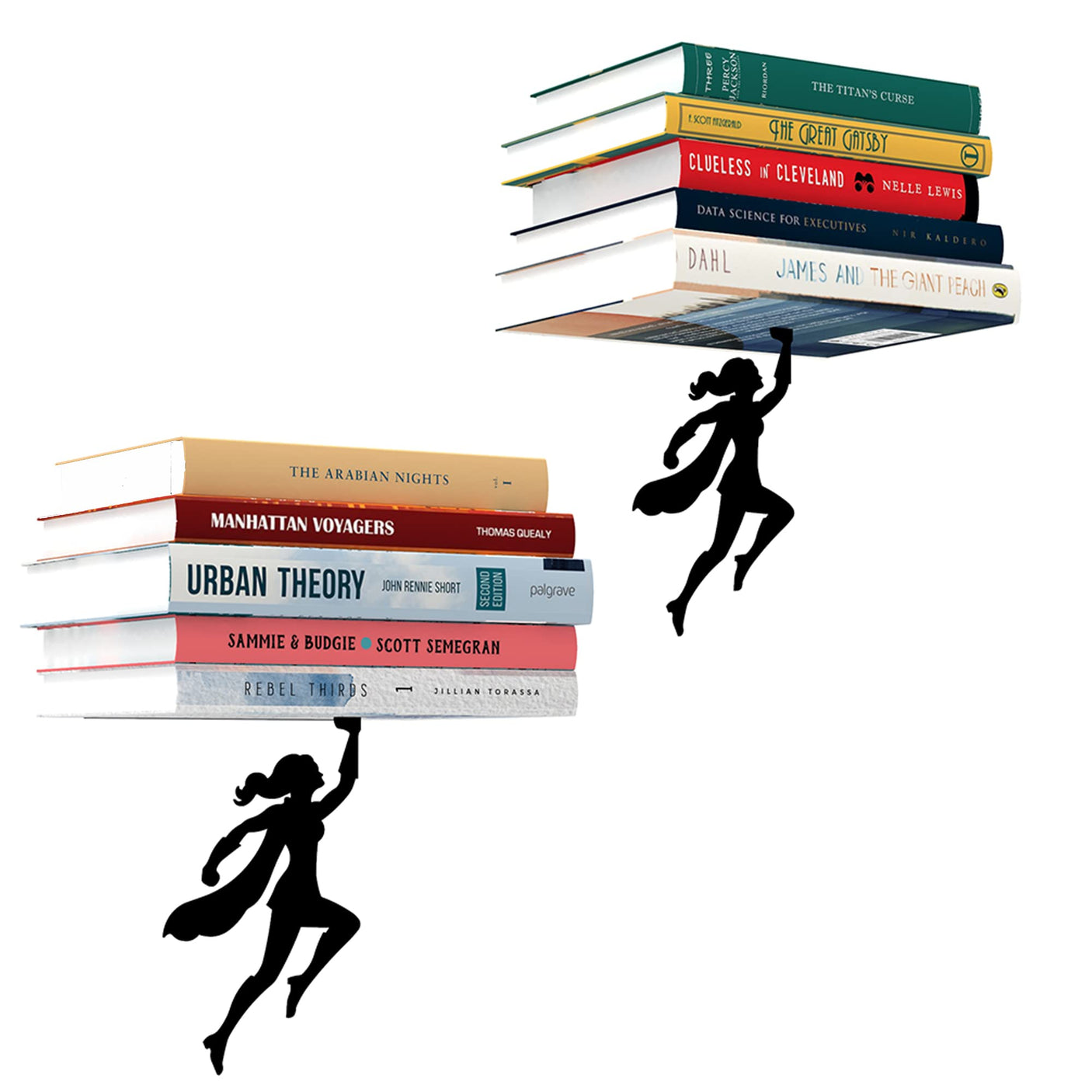 Artori Design Floating Bookshelf for Kids, Invisible Metal Book Shelf, Wall Decore Bookshelf for Book Lovers (Superhero) - Build Your Ideas