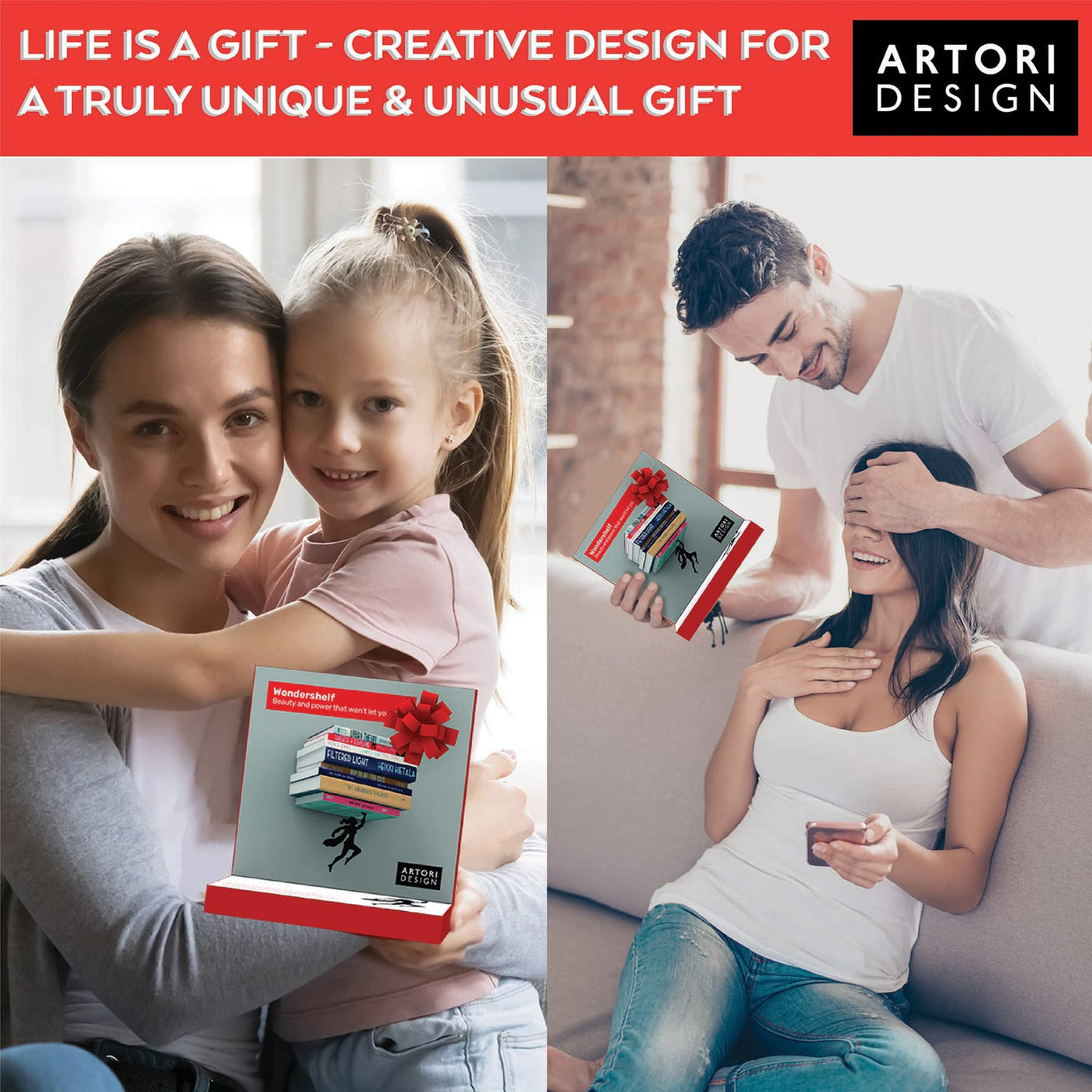 Artori Design Floating Bookshelf for Kids, Invisible Metal Book Shelf, Wall Decore Bookshelf for Book Lovers (Superhero) - Build Your Ideas
