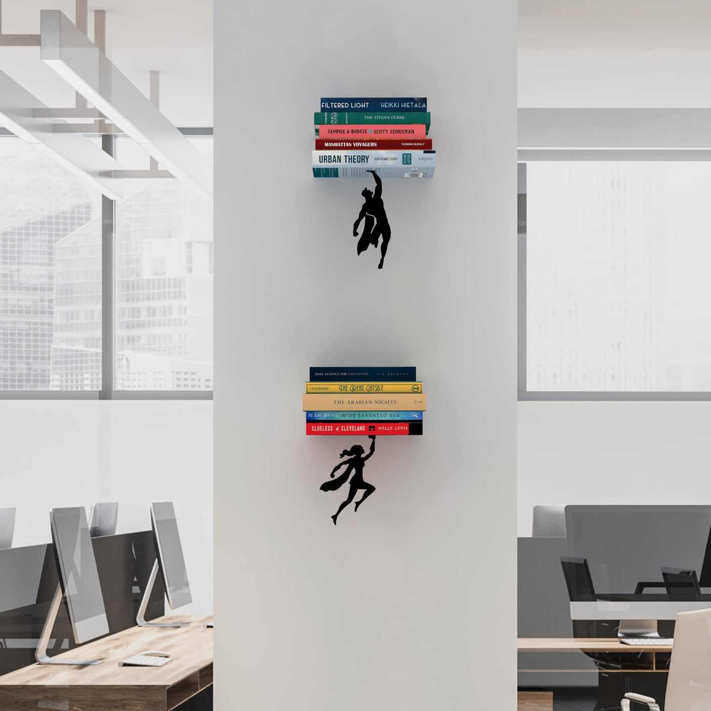 Artori Design Floating Bookshelf for Kids, Invisible Metal Book Shelf, Wall Decore Bookshelf for Book Lovers (Superhero) - Build Your Ideas