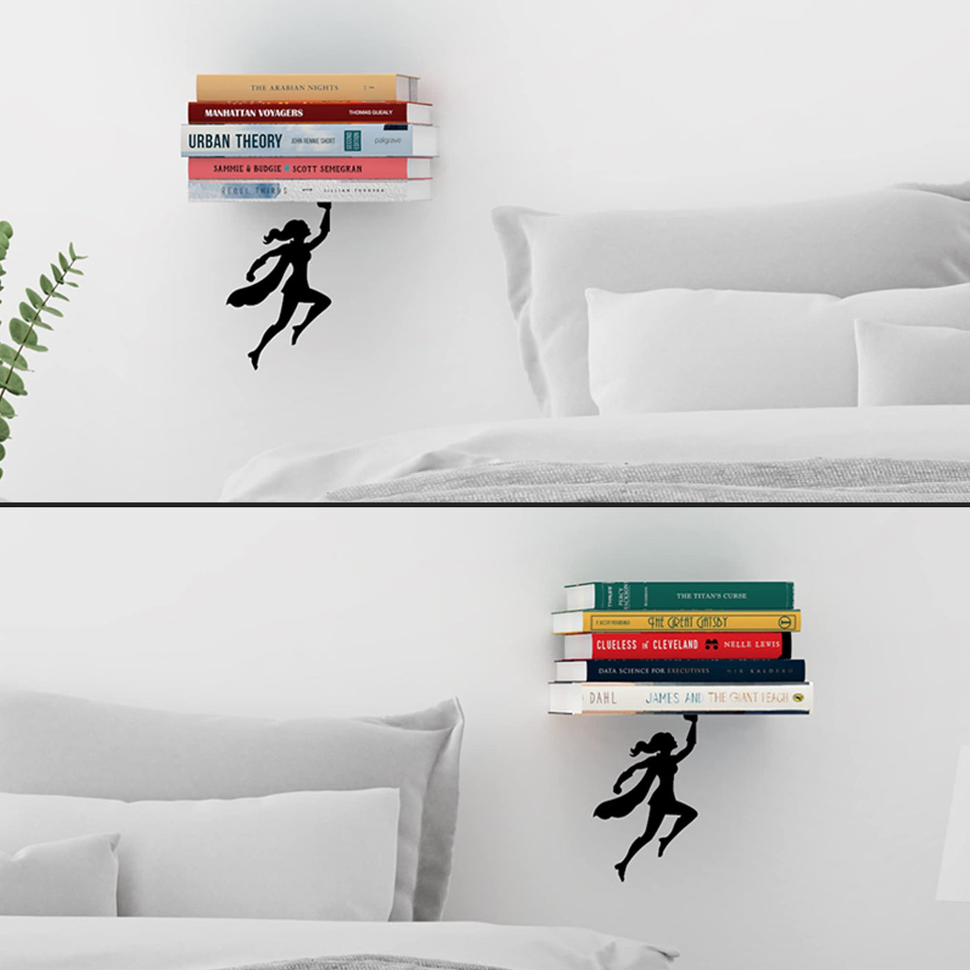 Artori Design Floating Bookshelf for Kids, Invisible Metal Book Shelf, Wall Decore Bookshelf for Book Lovers (Superhero) - Build Your Ideas