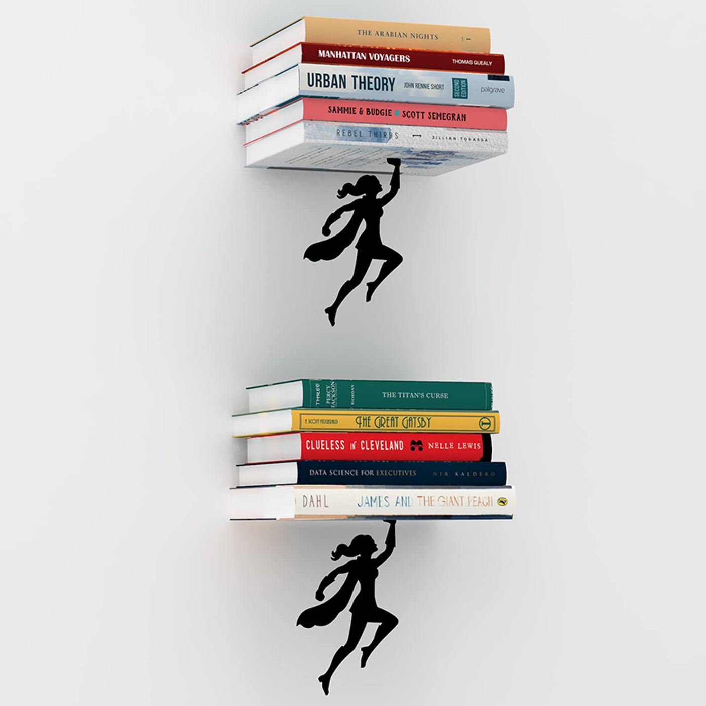 Artori Design Floating Bookshelf for Kids, Invisible Metal Book Shelf, Wall Decore Bookshelf for Book Lovers (Superhero) - Build Your Ideas