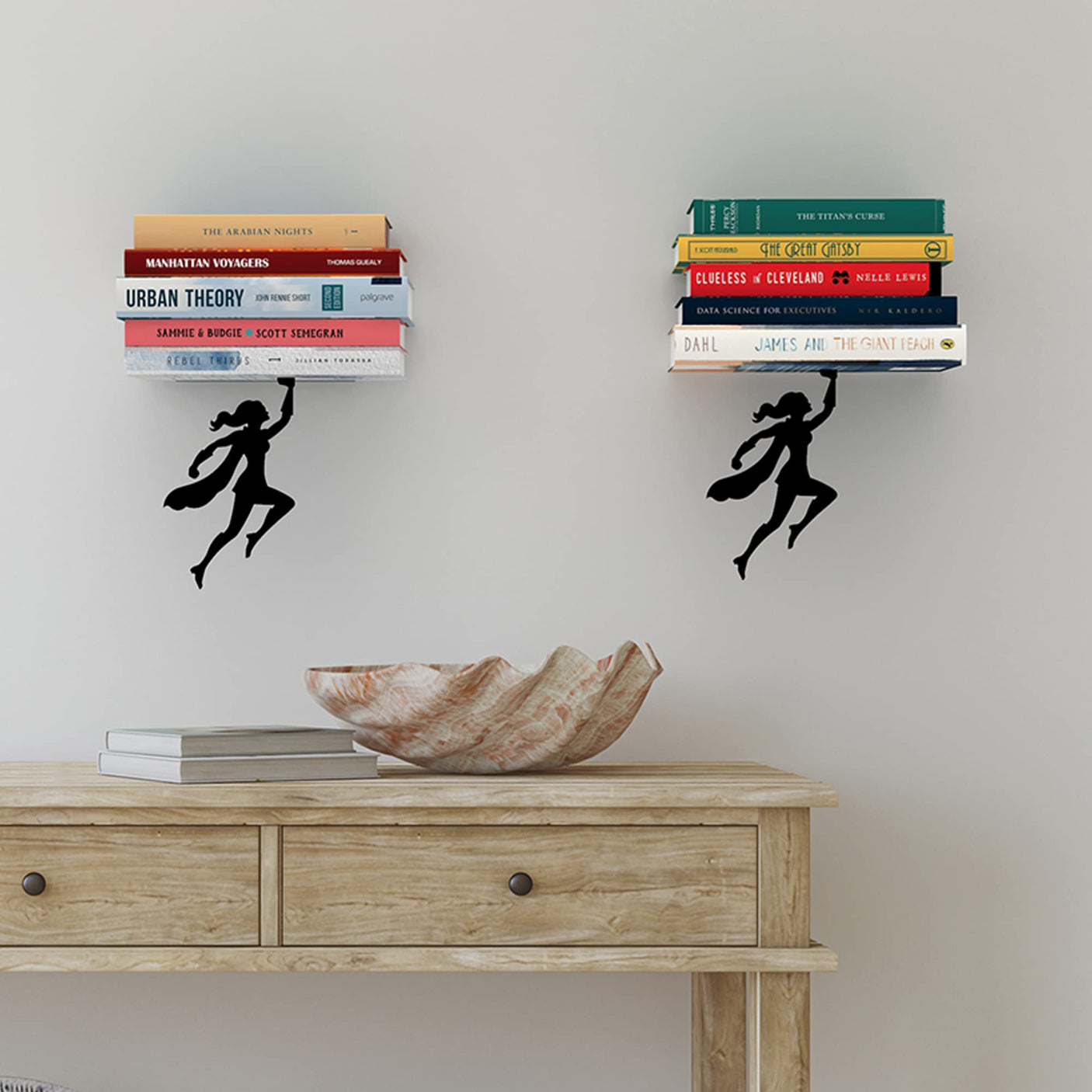 Artori Design Floating Bookshelf for Kids, Invisible Metal Book Shelf, Wall Decore Bookshelf for Book Lovers (Superhero) - Build Your Ideas