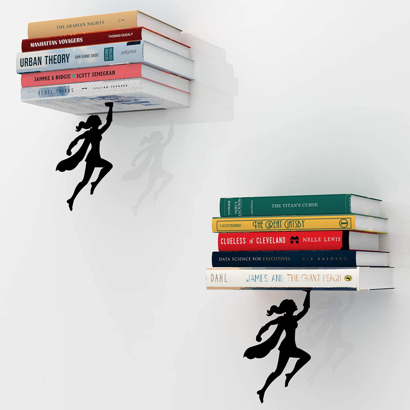 Artori Design Floating Bookshelf for Kids, Invisible Metal Book Shelf, Wall Decore Bookshelf for Book Lovers (Superhero) - Build Your Ideas