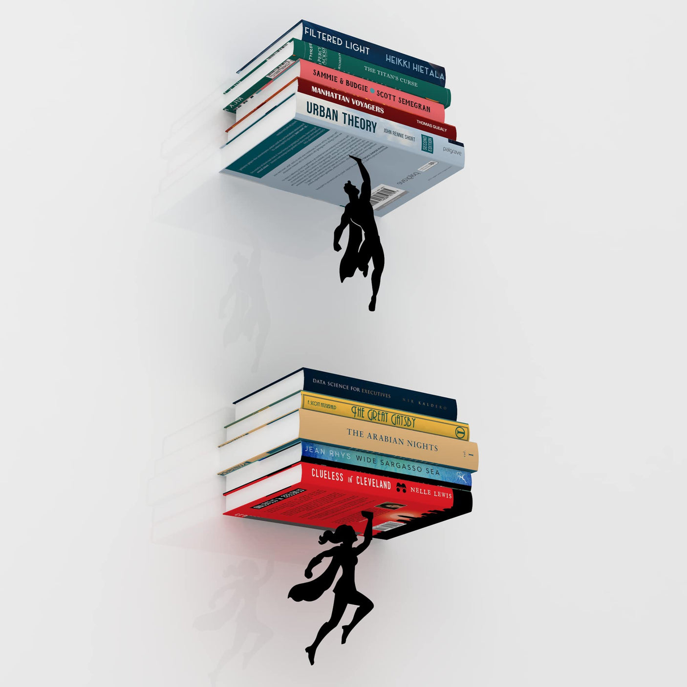 Artori Design Floating Bookshelf for Kids, Invisible Metal Book Shelf, Wall Decore Bookshelf for Book Lovers (Superhero) - Build Your Ideas