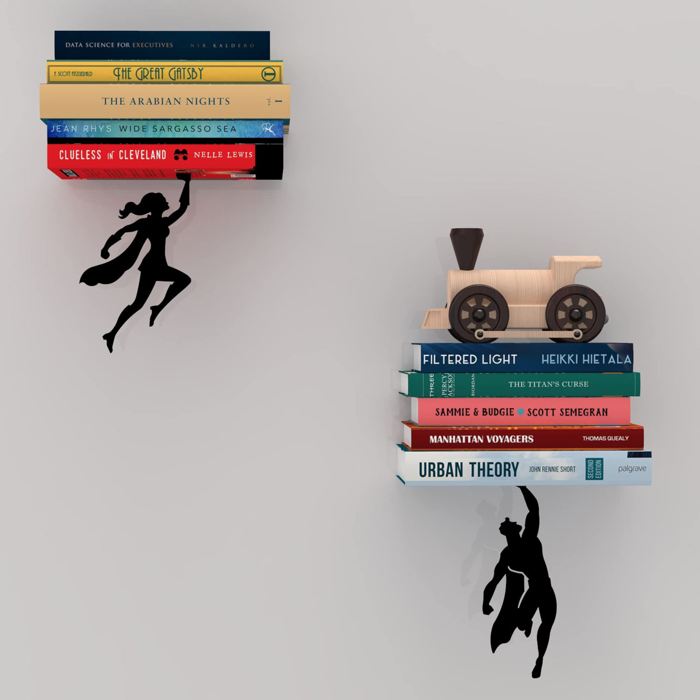 Artori Design Floating Bookshelf for Kids, Invisible Metal Book Shelf, Wall Decore Bookshelf for Book Lovers (Superhero) - Build Your Ideas