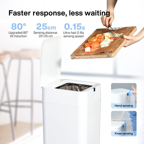 Automatic Trash Can, 4 Gallon Self Sealing and Self - Changing Smart Trash Can, Motion Sensor, Touchless Garbage can with lid for Kitchen Bathroom Bedroom Office, 6 Refill Rings(A1, White) - Build Your Ideas