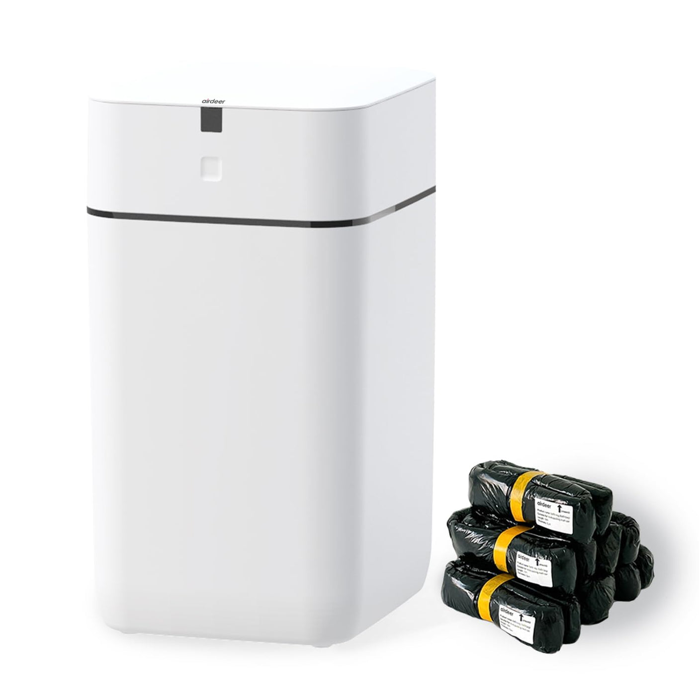 Automatic Trash Can, 4 Gallon Self Sealing and Self - Changing Smart Trash Can, Motion Sensor, Touchless Garbage can with lid for Kitchen Bathroom Bedroom Office, 6 Refill Rings(A1, White) - Build Your Ideas