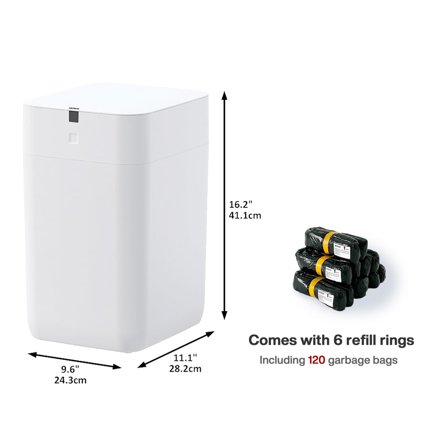 Automatic Trash Can, 4 Gallon Self Sealing and Self - Changing Smart Trash Can, Motion Sensor, Touchless Garbage can with lid for Kitchen Bathroom Bedroom Office, 6 Refill Rings(A1, White) - Build Your Ideas