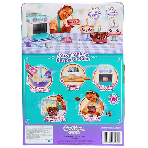 Baked Treatz Oven Playset – Interactive Bake & Reveal Toy Oven with Mystery Warm Scented Plush (Barky Bun, Ciacatta Bake, or Wheatney Bunny), Mixing Tools, Dough, & Accessories, 5+ - Build Your Ideas
