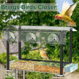 Bird Feeder, Window Bird Feeder for Ourside Viewing with Strong Suction Cups, Detachable Seed Tray, Clear Acrylic Birdfeeder with Drinking - Water Sink, Waterproof roof, Drain Hole, Outdoor Hanging Kits - Build Your Ideas