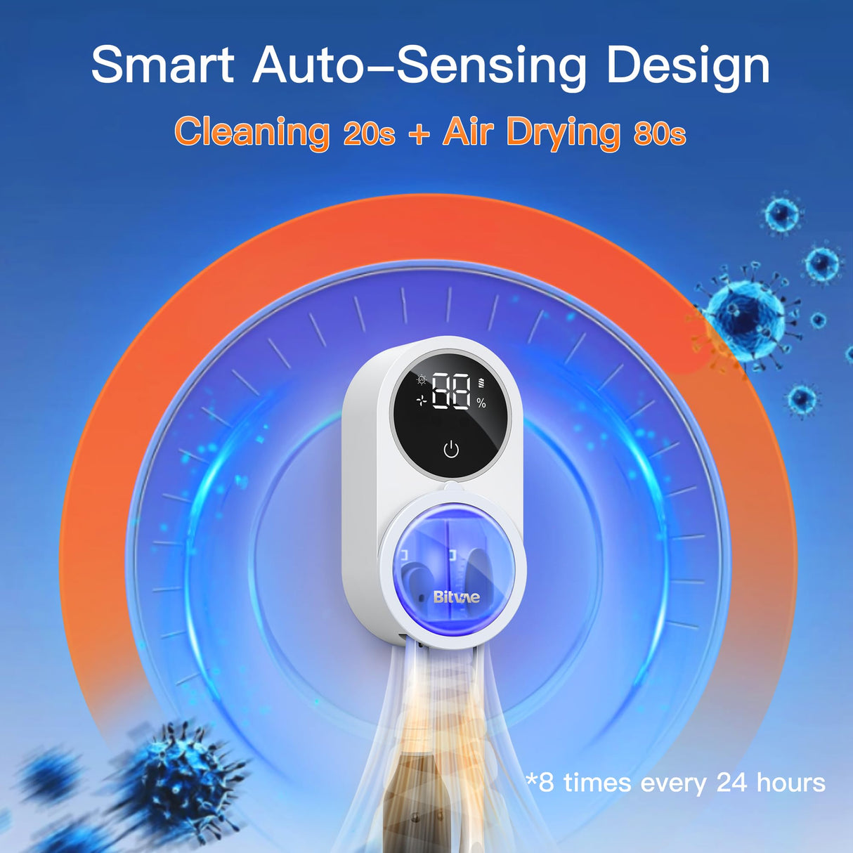 Bitvae Toothbrush Cleaner & Toothbrush Holder, Cleaning and Air Drying, LED Smart Screen, Rechargeable Wall Mount Toothbrush Holder for Bathrooms - Build Your Ideas