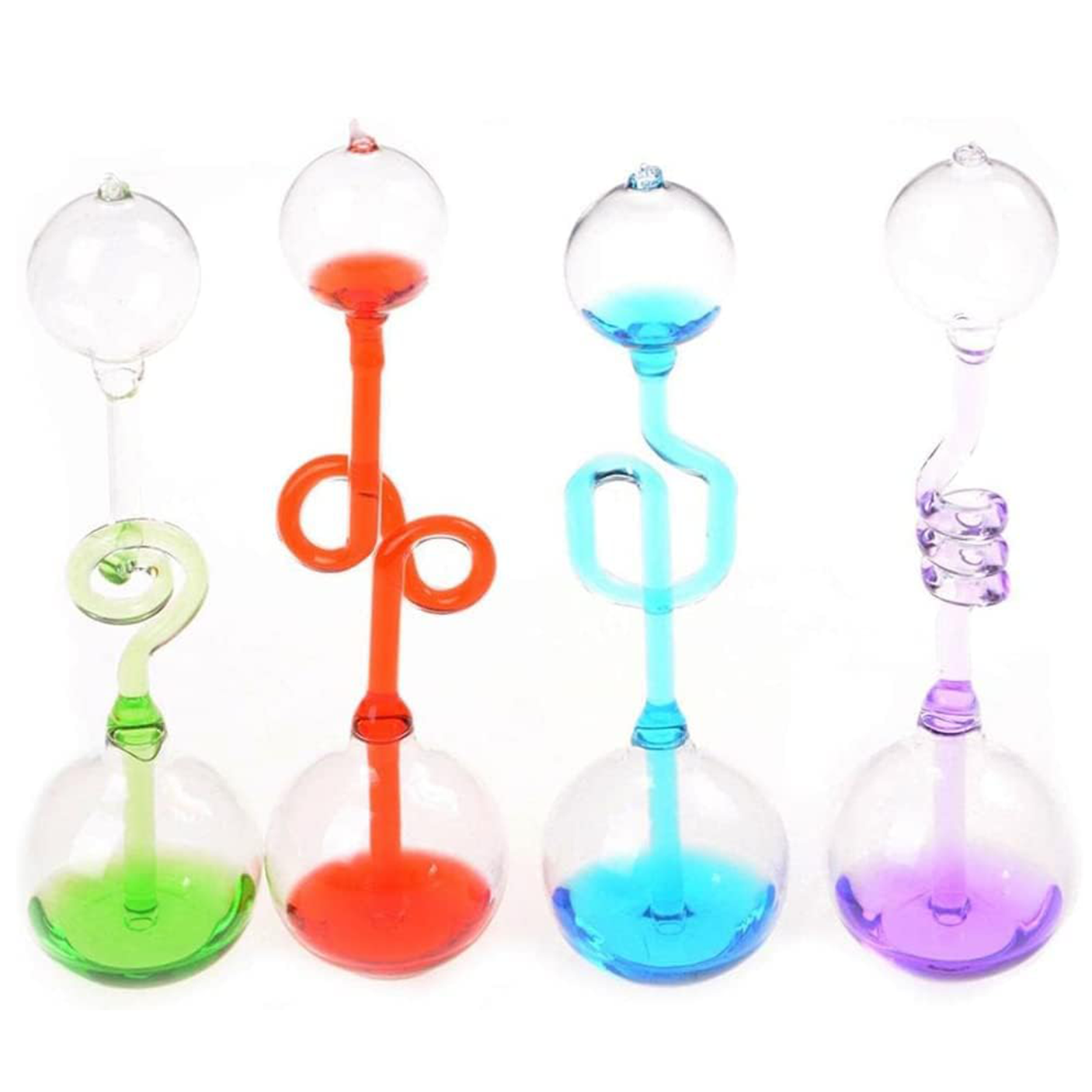 4Pcs Colorful Office Thinking Hand Boiler, Glass Energy Transfer, Children's Science Experiment, Love Birds Color Meter Boiler, Thermometer Spiral Glass Museum Toy Gifts