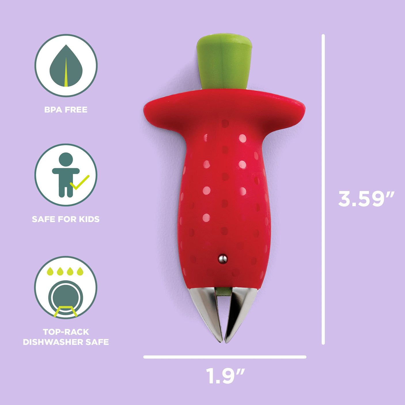 Chef'n Original Stem Gem Strawberry Huller, Red/Green - Build Your Ideas