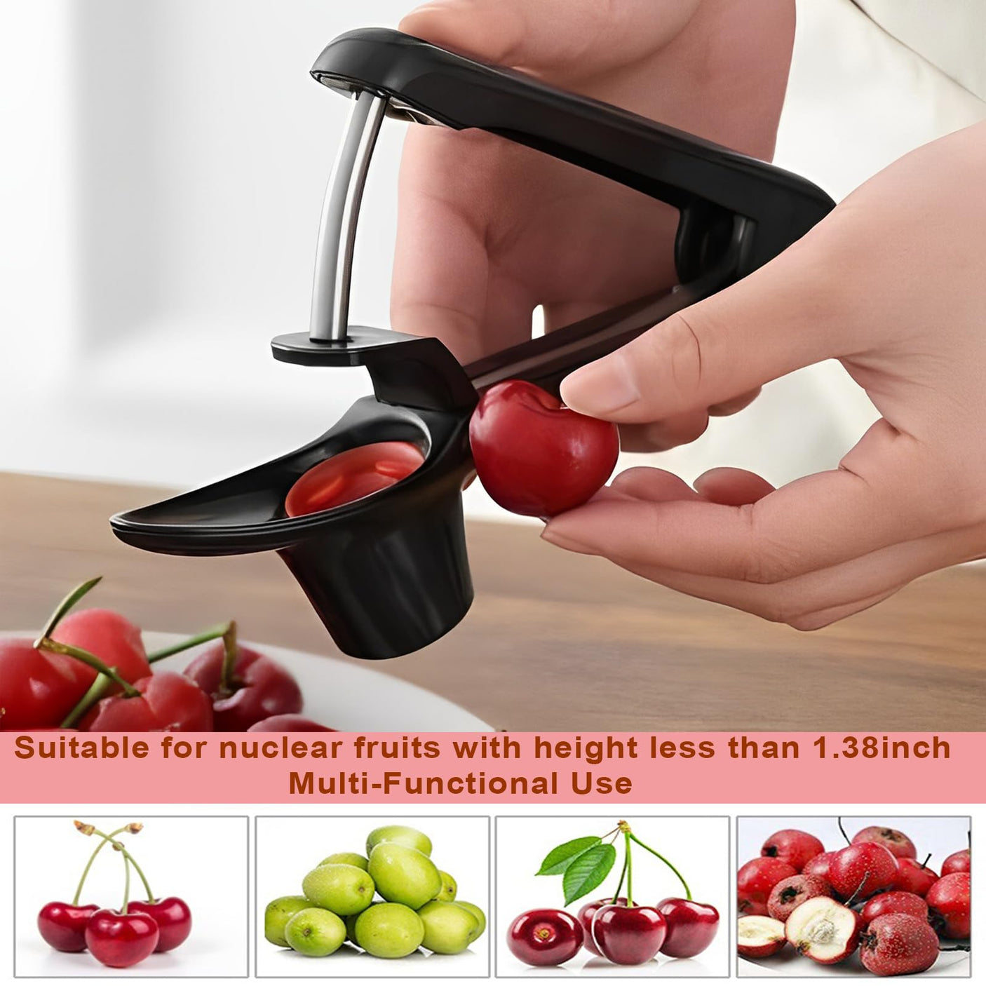 Cherry Pitter, Stainless Steel Olive and Cherries Pitters Corer Tool with Space - Saving Lock Design, Multi - Function Fruit Pit Remover for Cherry Jam (Black) - Build Your Ideas