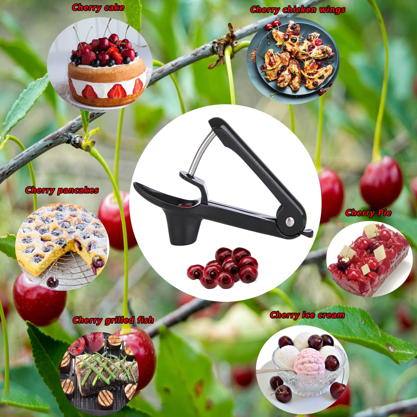 Cherry Pitter, Stainless Steel Olive and Cherries Pitters Corer Tool with Space - Saving Lock Design, Multi - Function Fruit Pit Remover for Cherry Jam (Black) - Build Your Ideas