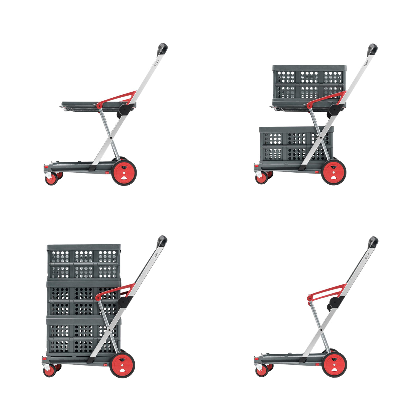 CLAX® The Original | Made in Germany | Multi use Functional Collapsible carts | Mobile Folding Trolley | Shopping cart with Storage Crate | Platform Truck (Green) - Build Your Ideas