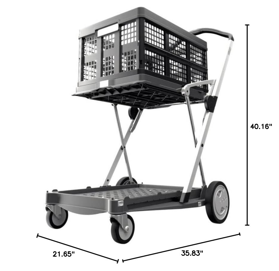 CLAX® The Original | Made in Germany | Multi use Functional Collapsible carts | Mobile Folding Trolley | Shopping cart with Storage Crate | Platform Truck (Green) - Build Your Ideas