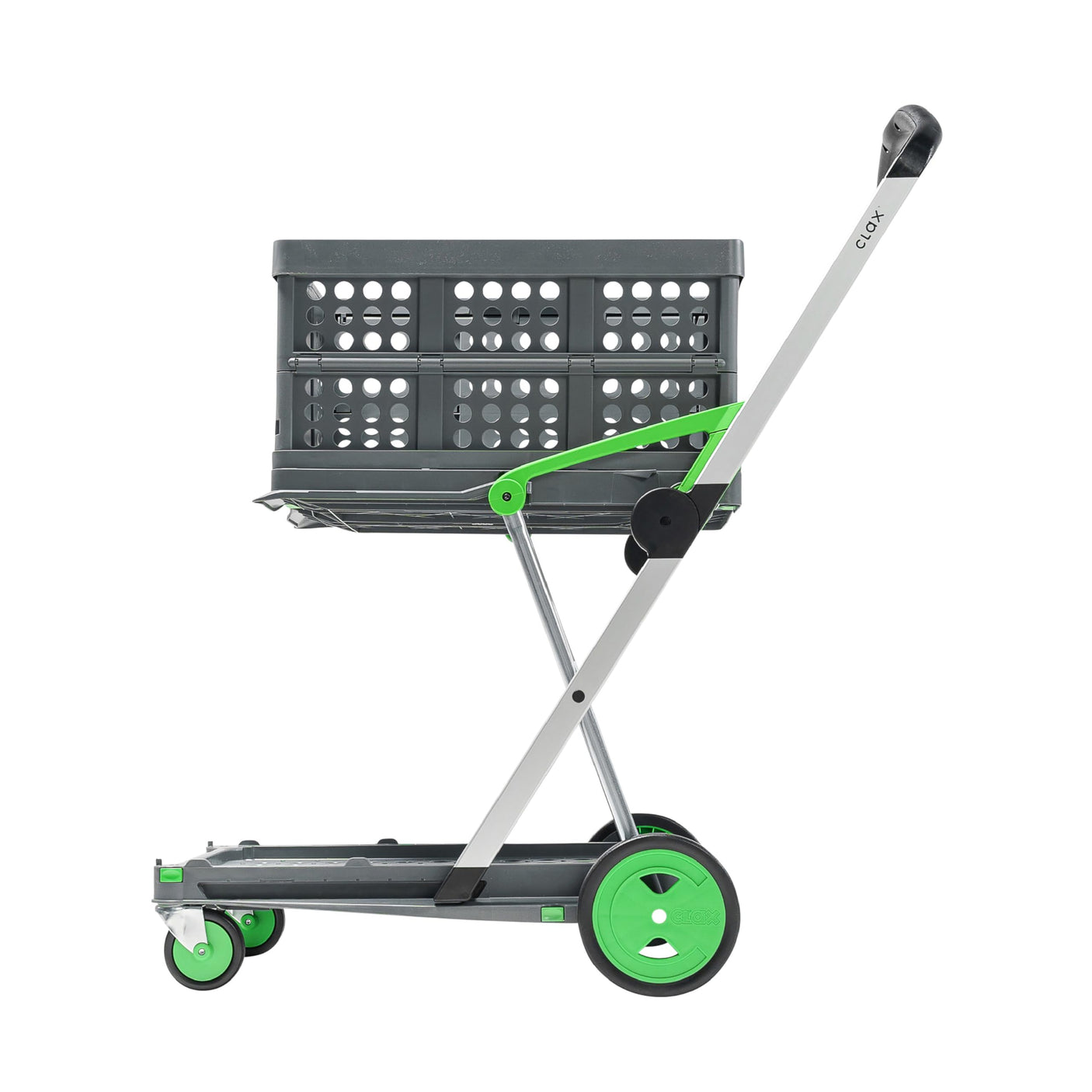 CLAX® The Original | Made in Germany | Multi use Functional Collapsible carts | Mobile Folding Trolley | Shopping cart with Storage Crate | Platform Truck (Green) - Build Your Ideas