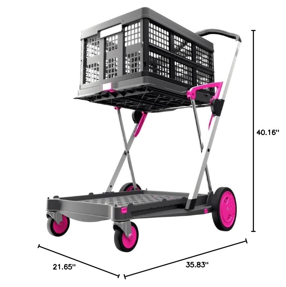 CLAX® The Original | Made in Germany | Multi use Functional Collapsible carts | Mobile Folding Trolley | Shopping cart with Storage Crate | Platform Truck (Green) - Build Your Ideas