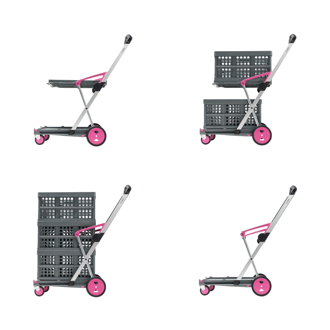CLAX® The Original | Made in Germany | Multi use Functional Collapsible carts | Mobile Folding Trolley | Shopping cart with Storage Crate | Platform Truck (Green) - Build Your Ideas