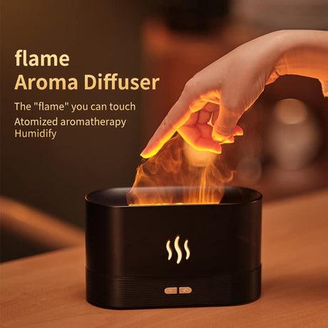 Colorful Flame Air Aroma Diffuser Humidifier, Upgraded 7 Flame Colors Noiseless Essential Oil Diffuser for Home,Office,Yoga with Auto - Off Protection 180mL (8Hours Black) - Build Your Ideas