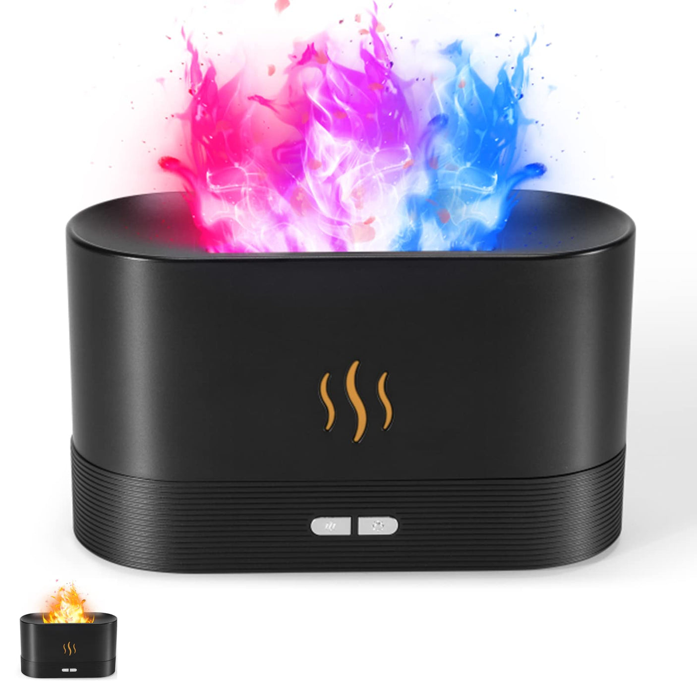 Colorful Flame Air Aroma Diffuser Humidifier, Upgraded 7 Flame Colors Noiseless Essential Oil Diffuser for Home,Office,Yoga with Auto - Off Protection 180mL (8Hours Black) - Build Your Ideas