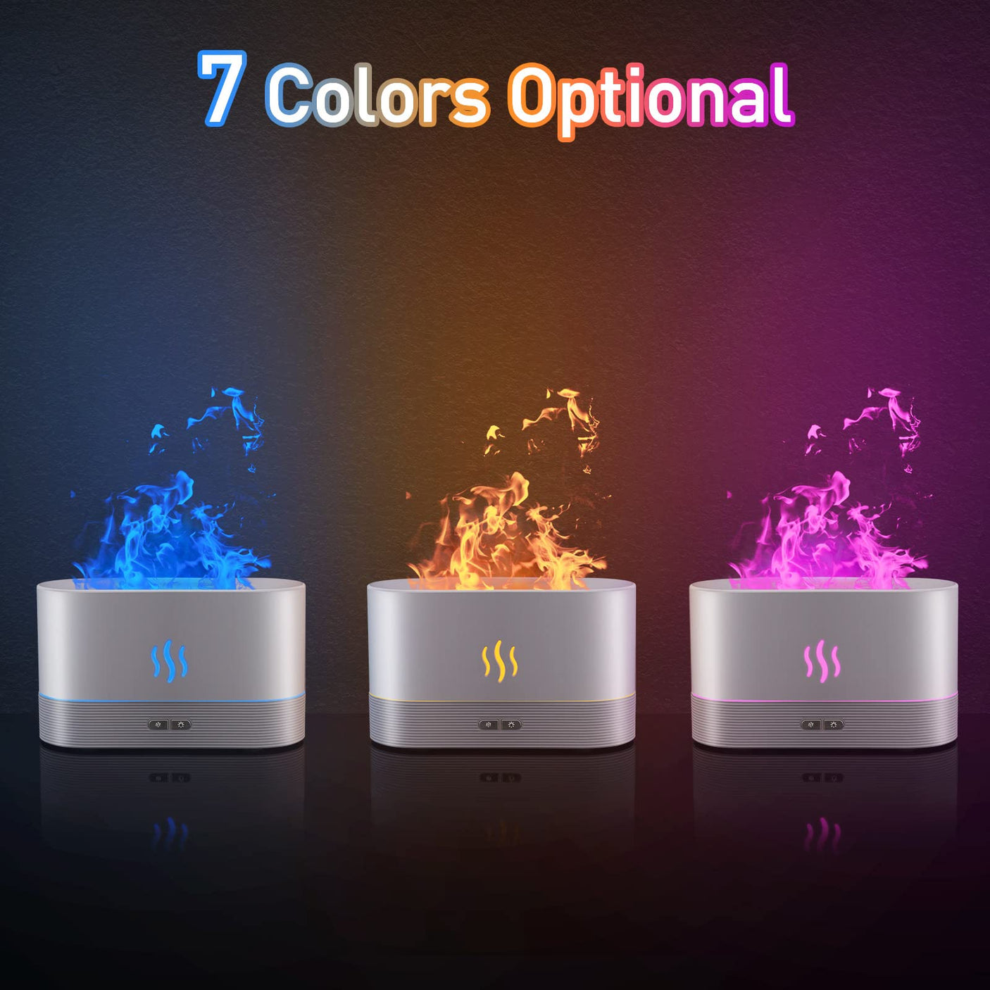 Colorful Flame Air Aroma Diffuser Humidifier, Upgraded 7 Flame Colors Noiseless Essential Oil Diffuser for Home,Office,Yoga with Auto - Off Protection 180mL (8Hours Black) - Build Your Ideas
